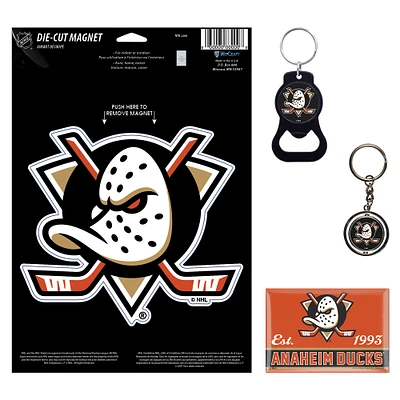 Lot de 4 porte-clés et aimants WinCraft Anaheim Ducks