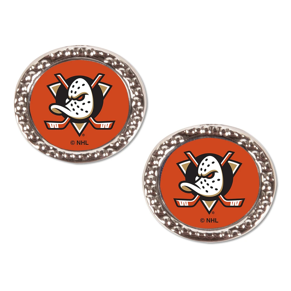 Boucles d'oreilles rondes WinCraft avec logo Anaheim Ducks