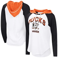 Women's G-III 4Her by Carl Banks  White Anaheim Ducks VIP Raglan Long Sleeve Hoodie T-Shirt