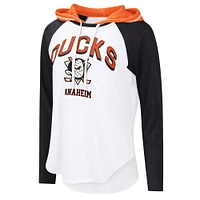 Women's G-III 4Her by Carl Banks  White Anaheim Ducks VIP Raglan Long Sleeve Hoodie T-Shirt