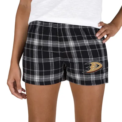 Anaheim Ducks Concepts Sport Women's Ultimate Flannel Shorts - Black/Gray