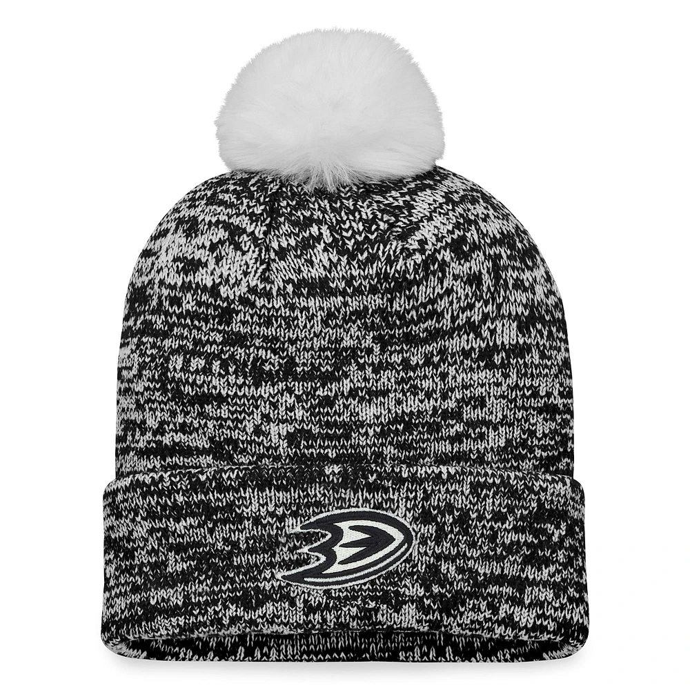 Women's Fanatics Black Anaheim Ducks Glimmer Cuffed Knit Hat with Pom