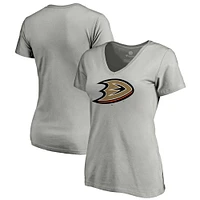 Women's Fanatics Gray Anaheim Ducks Core Primary V-Neck T-Shirt