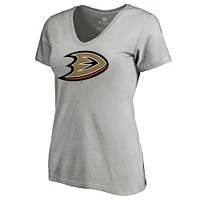 Women's Fanatics Gray Anaheim Ducks Core Primary V-Neck T-Shirt