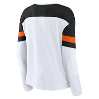 Women's Fanatics White/Black Anaheim Ducks Frozen Long Sleeve Notch Neck T-Shirt