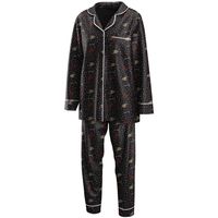 Women's WEAR by Erin Andrews Black Anaheim Ducks Long Sleeve Button-Up Shirt & Pants Sleep Set