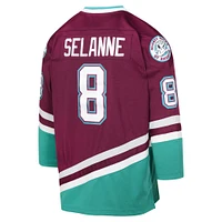 Maillot de joueur la ligne bleue 1996 Mitchell & Ness Teemu Selanne Maroon Anaheim Ducks pour jeunes