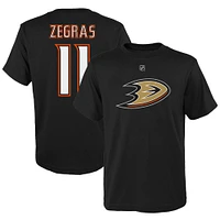 T-shirt noir avec nom et numéro de joueur des Ducks d'Anaheim Trevor Zegras pour jeunes