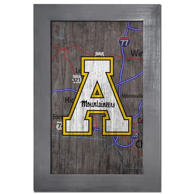 Appalachian State Mountaineers 11'' x 19'' Framed Team City Map Sign