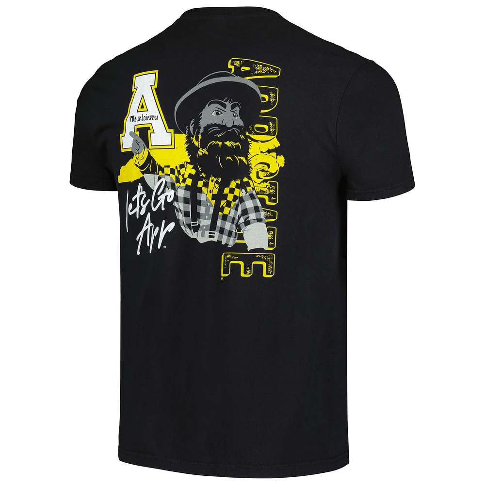 T-shirt noir pour hommes, couleurs de confort hyperlocal, Appalachian State Mountaineers