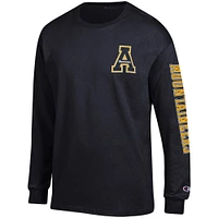 Men's Champion Black Appalachian State Mountaineers Team Stack Long Sleeve T-Shirt