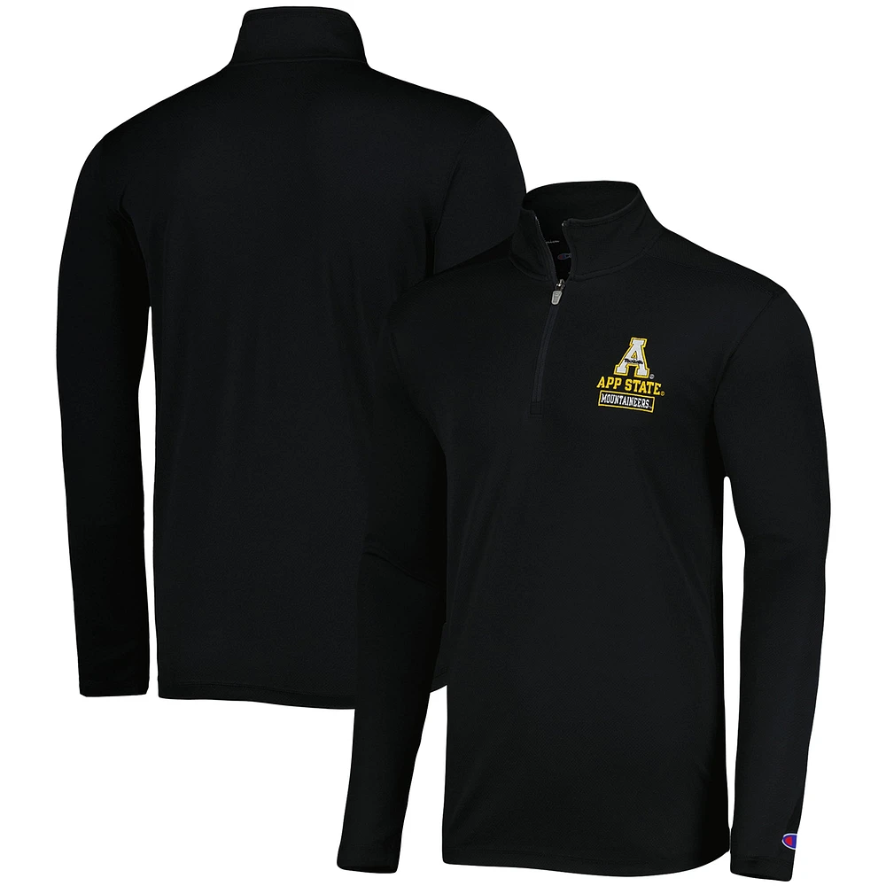 Men's Champion Black Appalachian State Mountaineers Textured Quarter-Zip Jacket