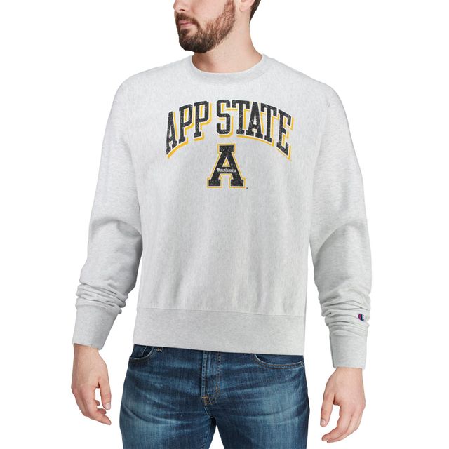 Sweat-shirt gris Champion Appalachian State Mountaineers Arch Over Logo Reverse Weave pour homme