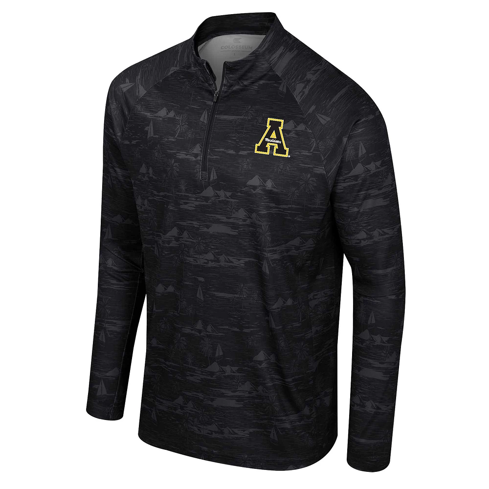 Veste noire à quart de zip Colosseum Appalachian State Mountaineers Carson Raglan pour hommes