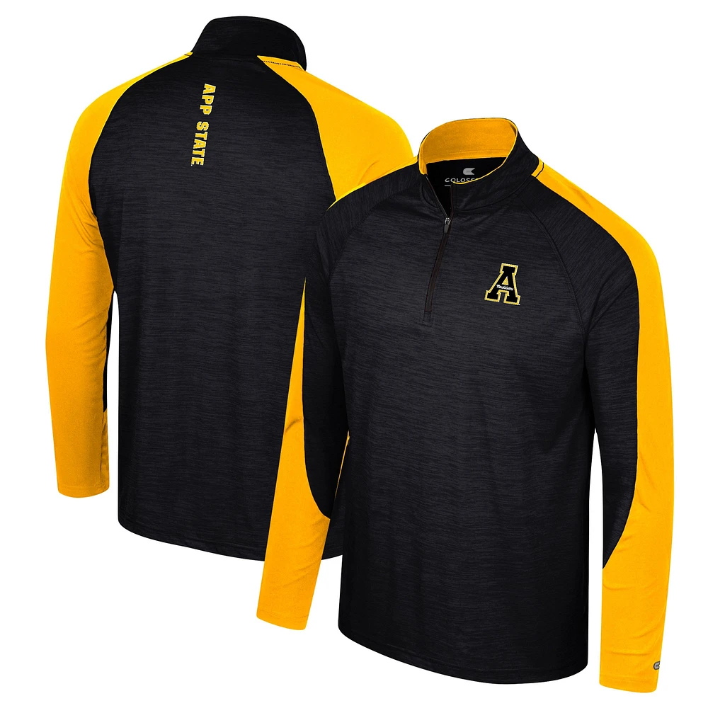 Haut à quart de zip Colosseum Appalachian State Mountaineers Langmore Raglan noir pour hommes