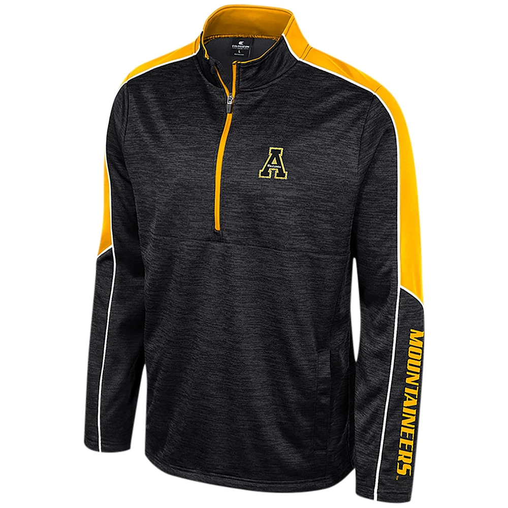 Men's Colosseum Black Appalachian State Mountaineers Marled Half-Zip Jacket