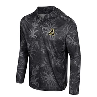 Men's Colosseum Black Appalachian State Mountaineers Palms Printed Lightweight Quarter-Zip Hooded Top