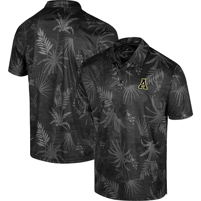 Men's Colosseum Black Appalachian State Mountaineers Palms Team Polo