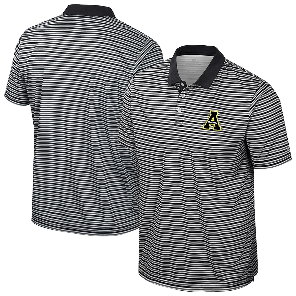 Polo rayé noir Colosseum pour homme des Appalachian State Mountaineers