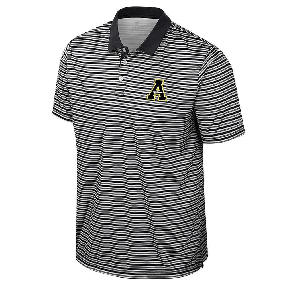 Polo rayé noir Colosseum pour homme des Appalachian State Mountaineers