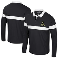 Polo à manches longues noir Colosseum pour homme Appalachian State Mountaineers Too Cool For School