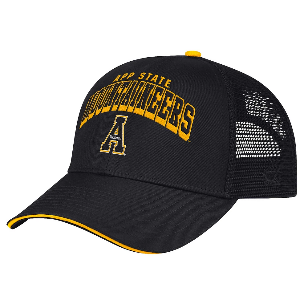 Casquette réglable Colosseum Black Appalachian State Mountaineers Wyatt Primary Team Trucker pour hommes