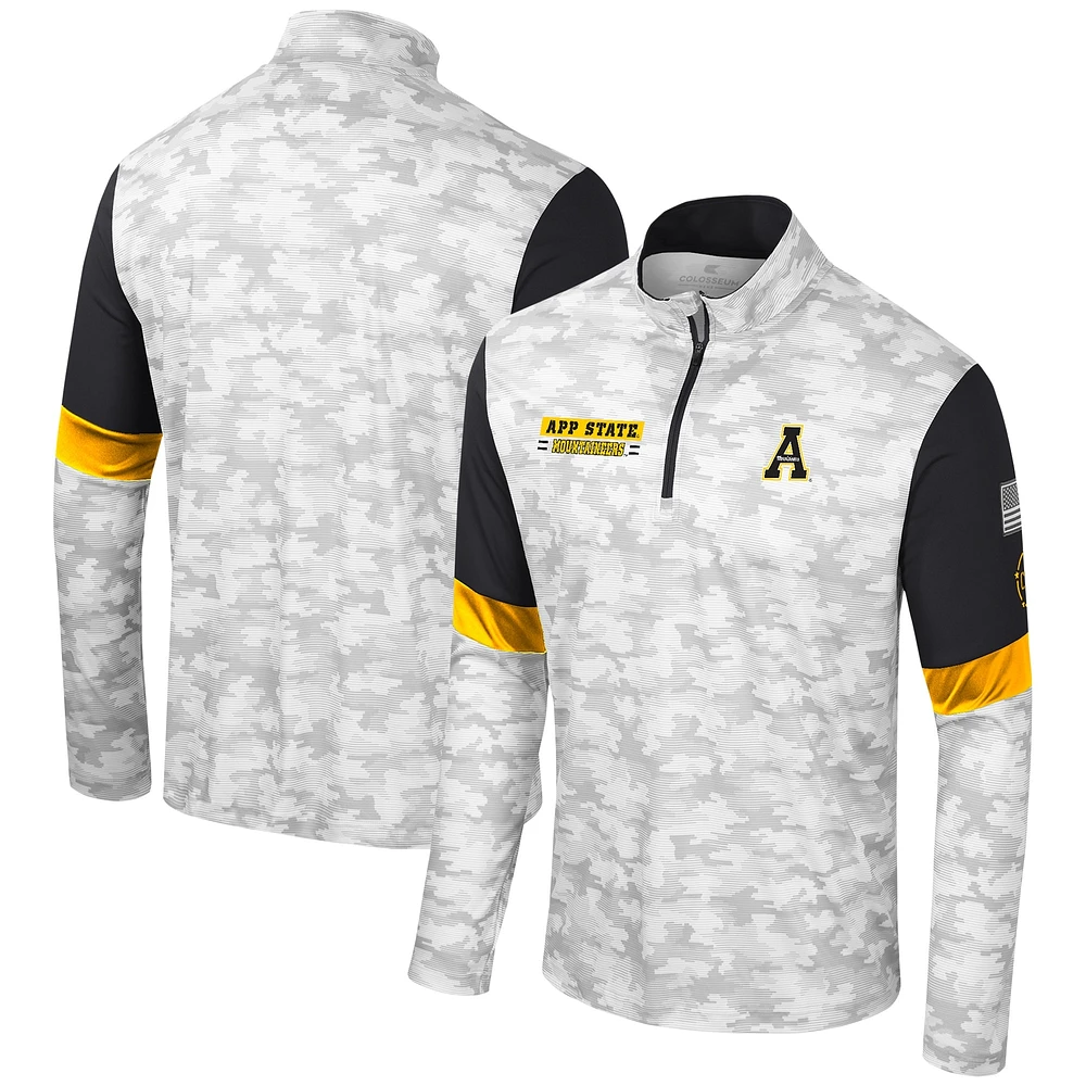 Coupe-vent à quart de zip Colosseum Camo Appalachian State Mountaineers OHT pour hommes Appréciation militaire Tomahawk