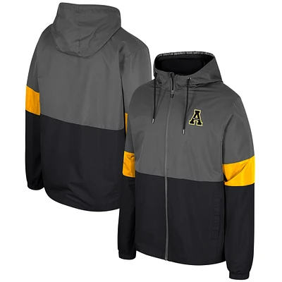 Veste à capuche entièrement zippée Colosseum Charcoal Appalachian State Mountaineers Miles pour hommes