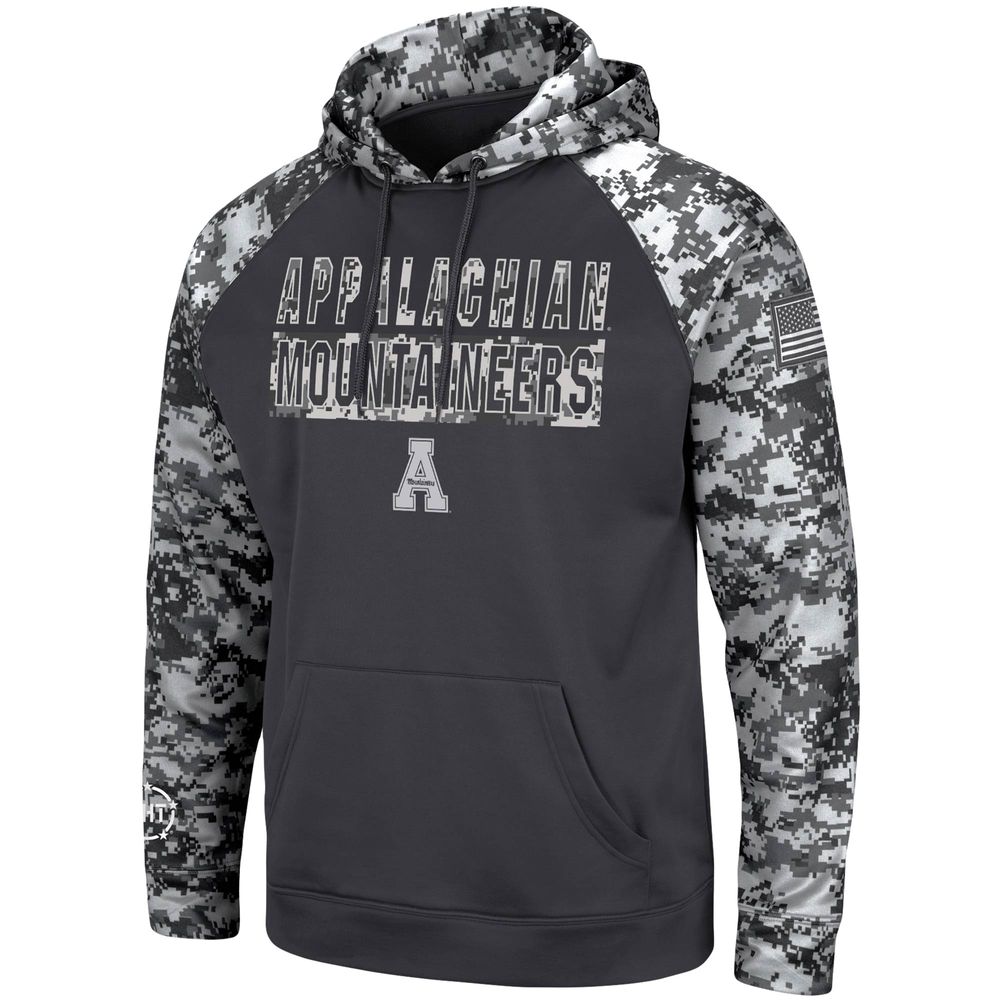 Men's Colosseum Charcoal Appalachian State Mountaineers OHT Military Appreciation Digital Camo Pullover Hoodie