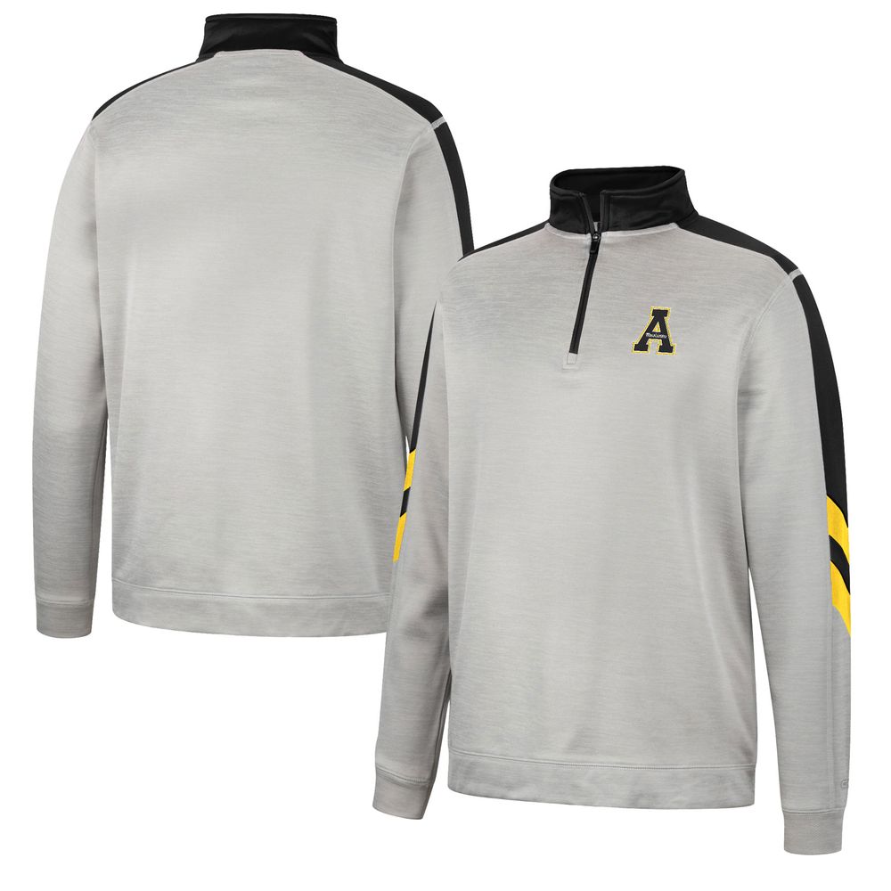 Men's Colosseum Gray/Black Appalachian State Mountaineers Bushwood Fleece Quarter-Zip Jacket