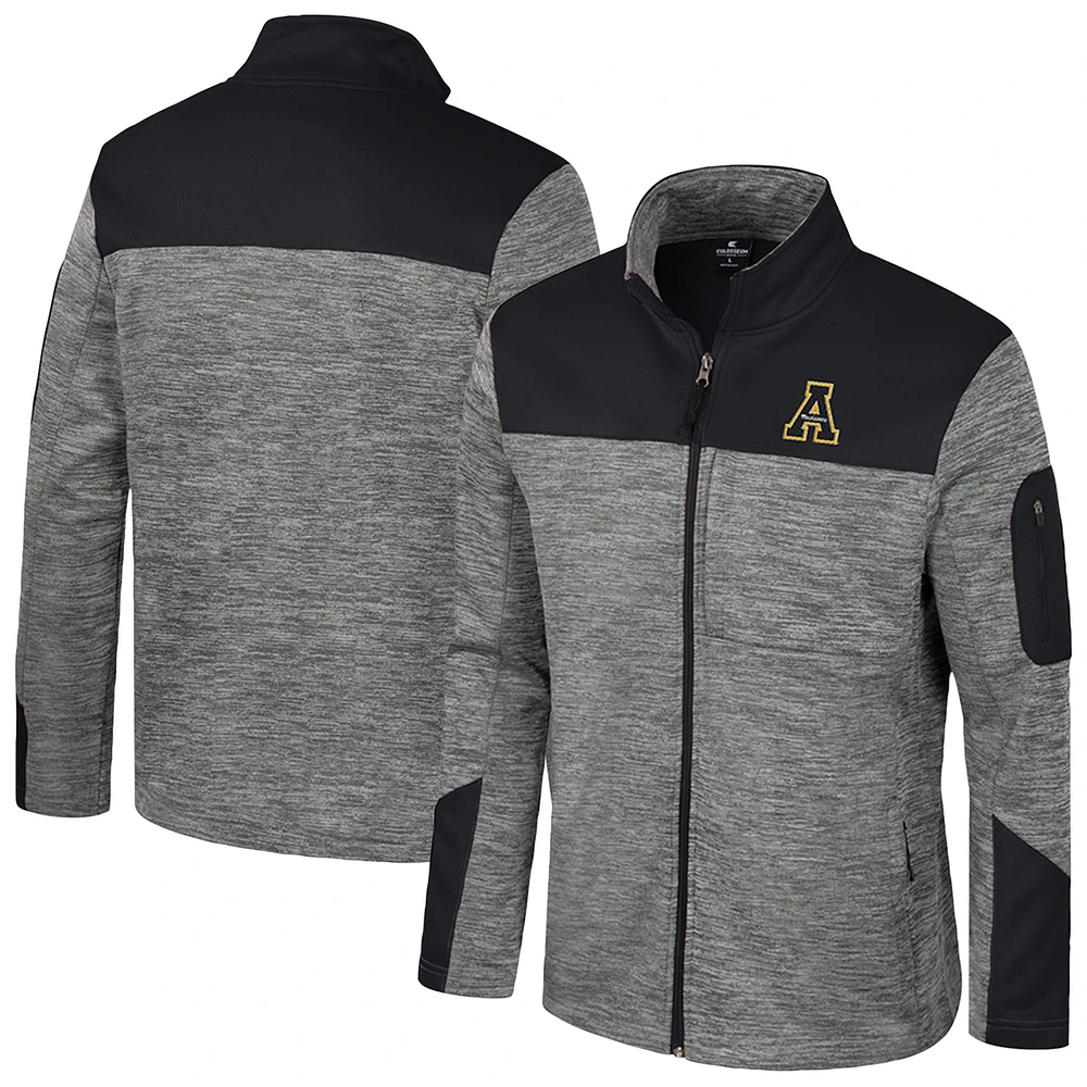 Veste zippée complète pour homme Colosseum gris/noir Appalachian State Mountaineers