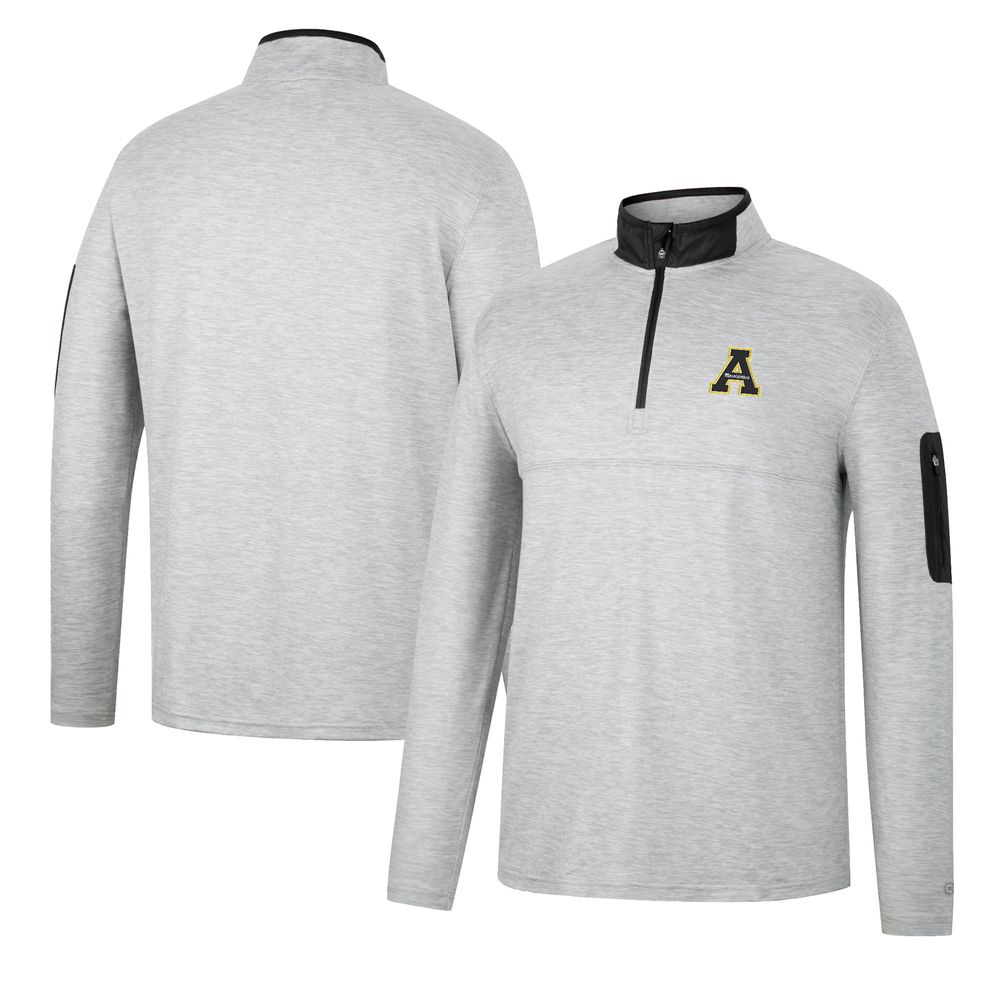 Men's Colosseum Heathered Gray/Black Appalachian State Mountaineers Country Club Windshirt Quarter-Zip Jacket