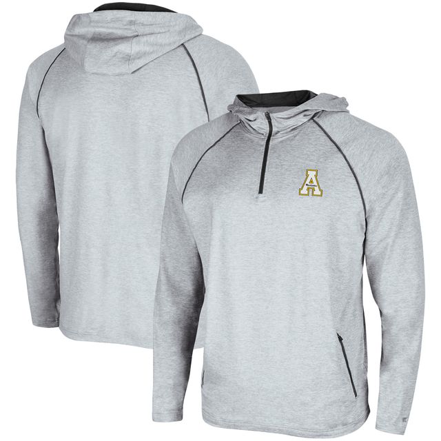 Chandail à capuchon Colosseum gris chiné pour homme Appalachian State Mountaineers Timeline Raglan quart-zip