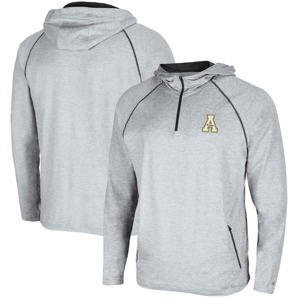 Men's Colosseum Heathered Gray Appalachian State Mountaineers Timeline Raglan Quarter-Zip Hoodie