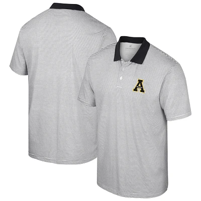 Men's Colosseum White/Black Appalachian State Mountaineers Print Stripe Polo