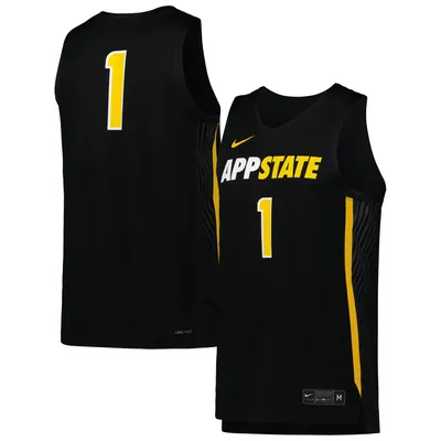 Men's Nike #1 Black Appalachian State Mountaineers Replica Basketball Jersey