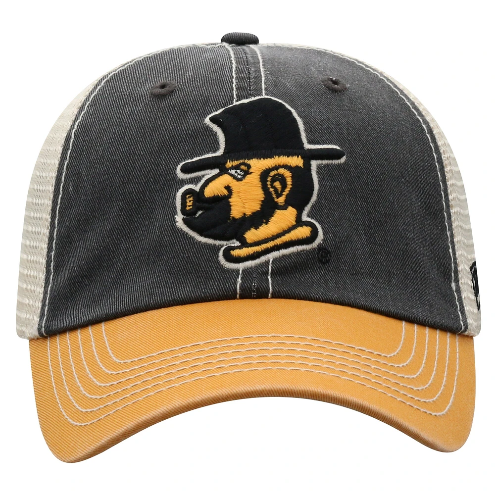Casquette de camionneur ajustable tout-terrain noire Top of the World pour homme, Appalachian State Mountaineers