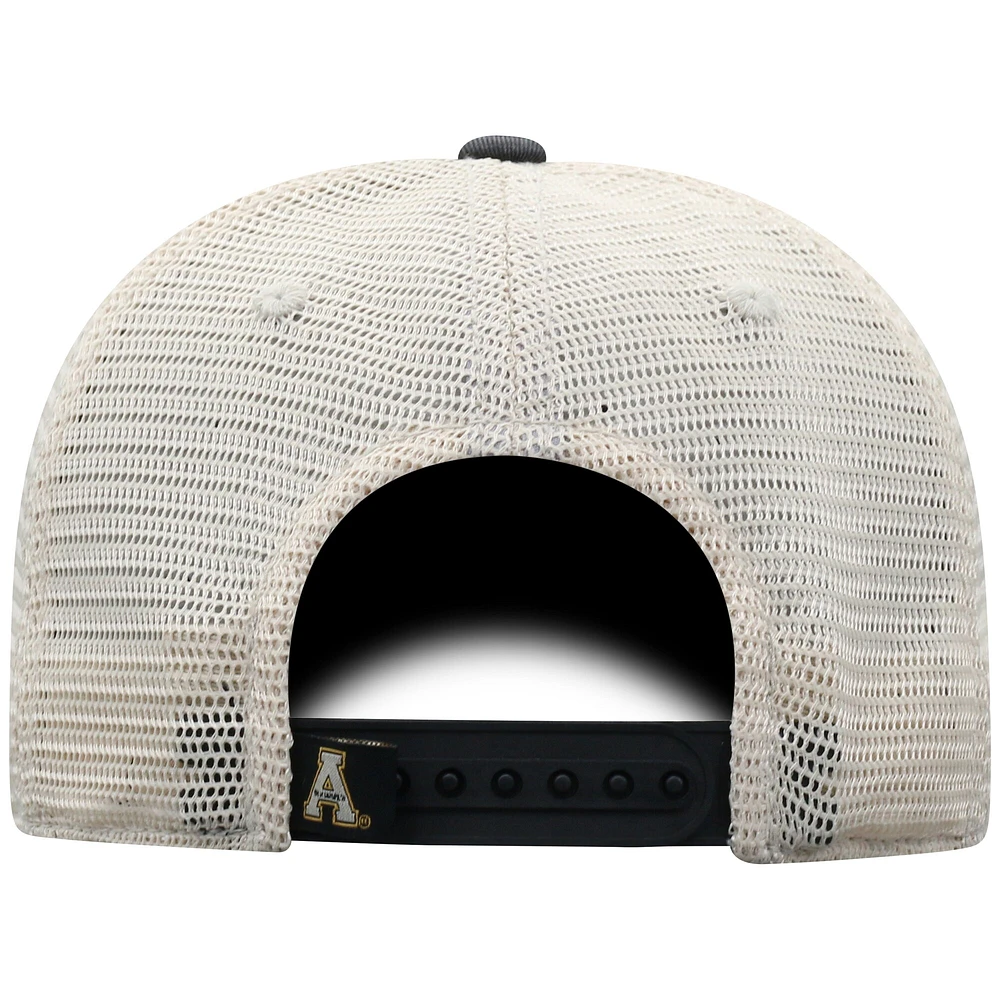 Casquette de camionneur ajustable tout-terrain noire Top of the World pour homme, Appalachian State Mountaineers