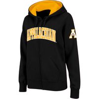 Women's Stadium Athletic Black Appalachian State Mountaineers Arched Name Full-Zip Hoodie