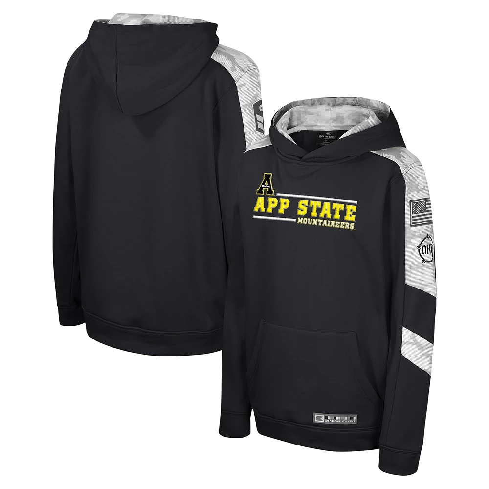 Sweat à capuche camouflage numérique Cyclone pour jeunes Colosseum Black Appalachian State Mountaineers OHT