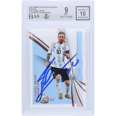 Carte autographiée de l'équipe nationale argentine Lionel Messi 2021 Panini Immaculate Collection Bronze #13 #/49 BAS authentifiée 9/10