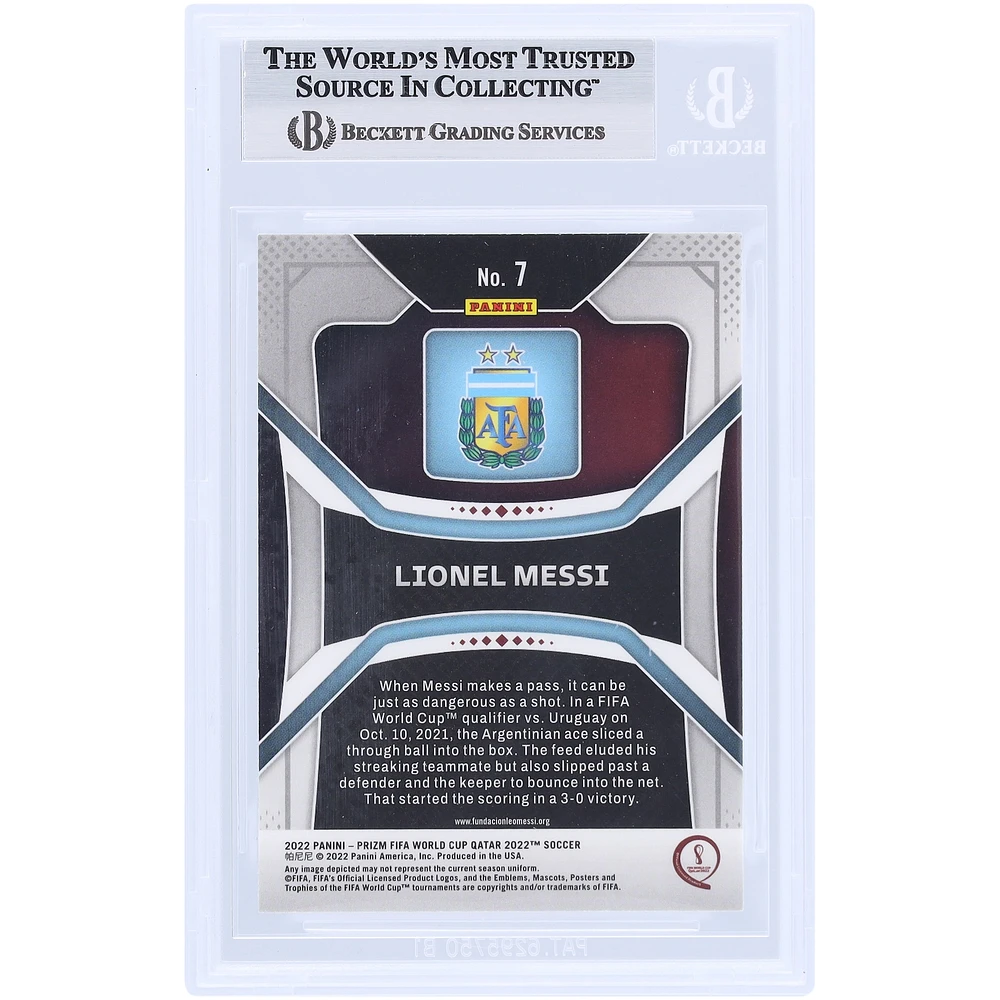 Lionel Messi Argentina National Team Autographed 2022 Panini Prizm Fifa World Cup Qatar #7 BAS Authenticated Card