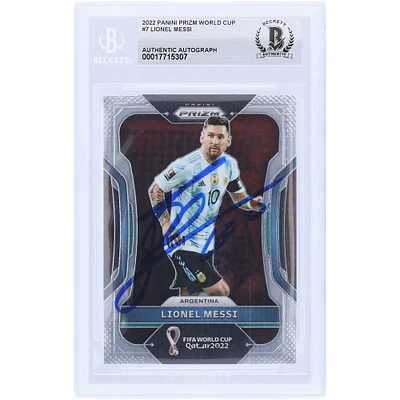 Lionel Messi Argentina National Team Autographed 2022 Panini Prizm Fifa World Cup Qatar #7 BAS Authenticated Card