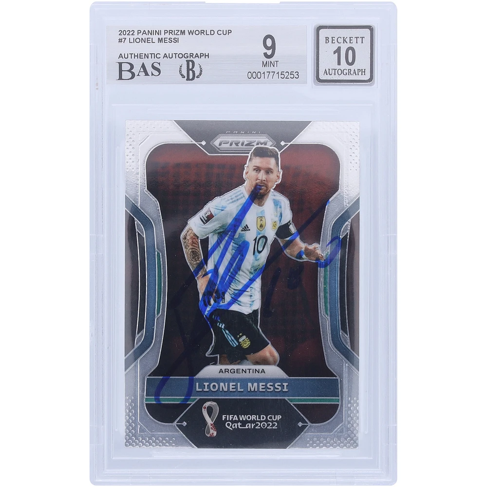 Lionel Messi Argentina National Team Autographed 2022 Panini Prizm World Cup Qatar #7 BAS Authenticated 9/10 Card