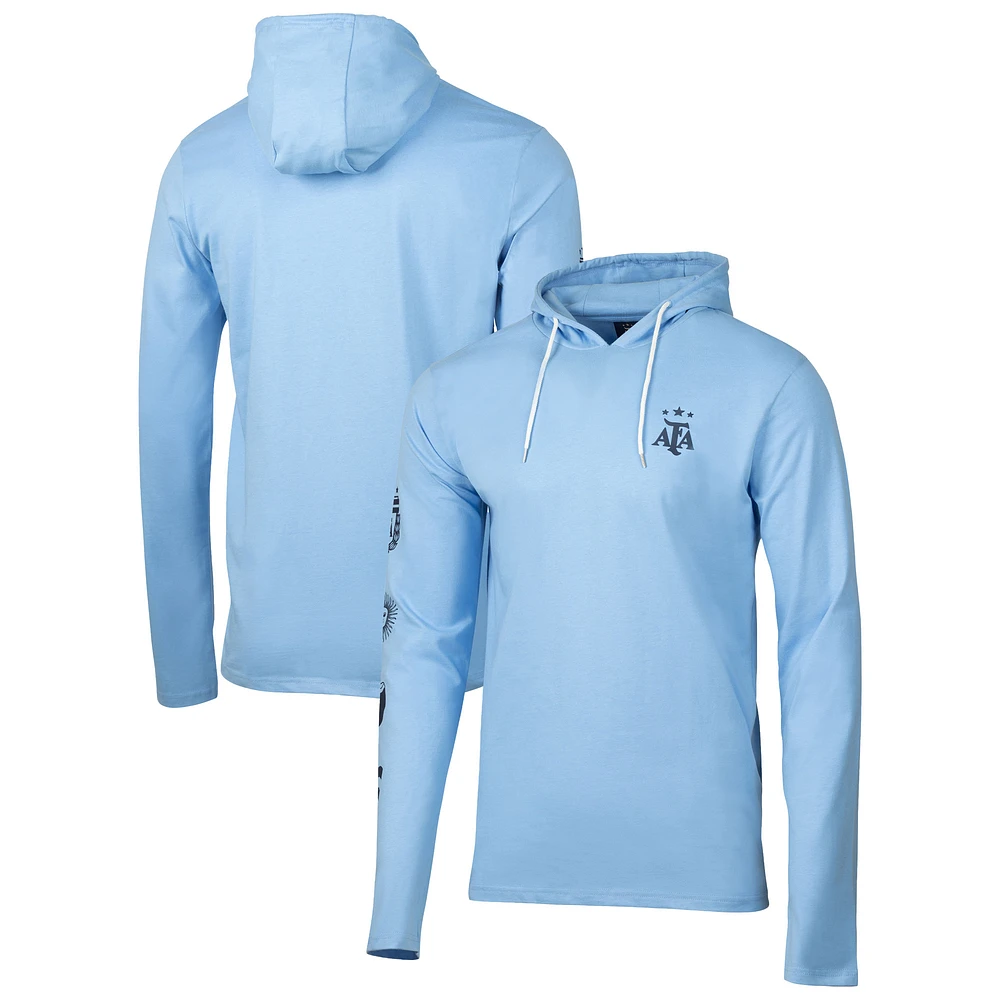 Men's Sport Design Sweden  Light Blue Argentina National Team Relaxed Hooded Long Sleeve T-Shirt