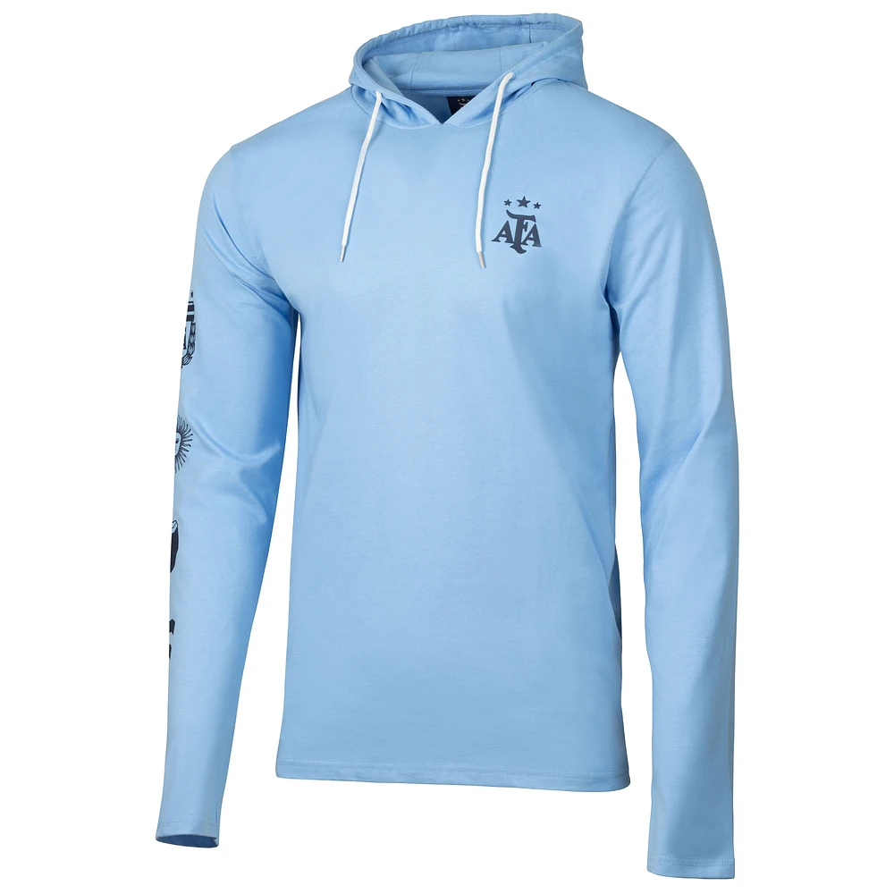 Men's Sport Design Sweden  Light Blue Argentina National Team Relaxed Hooded Long Sleeve T-Shirt