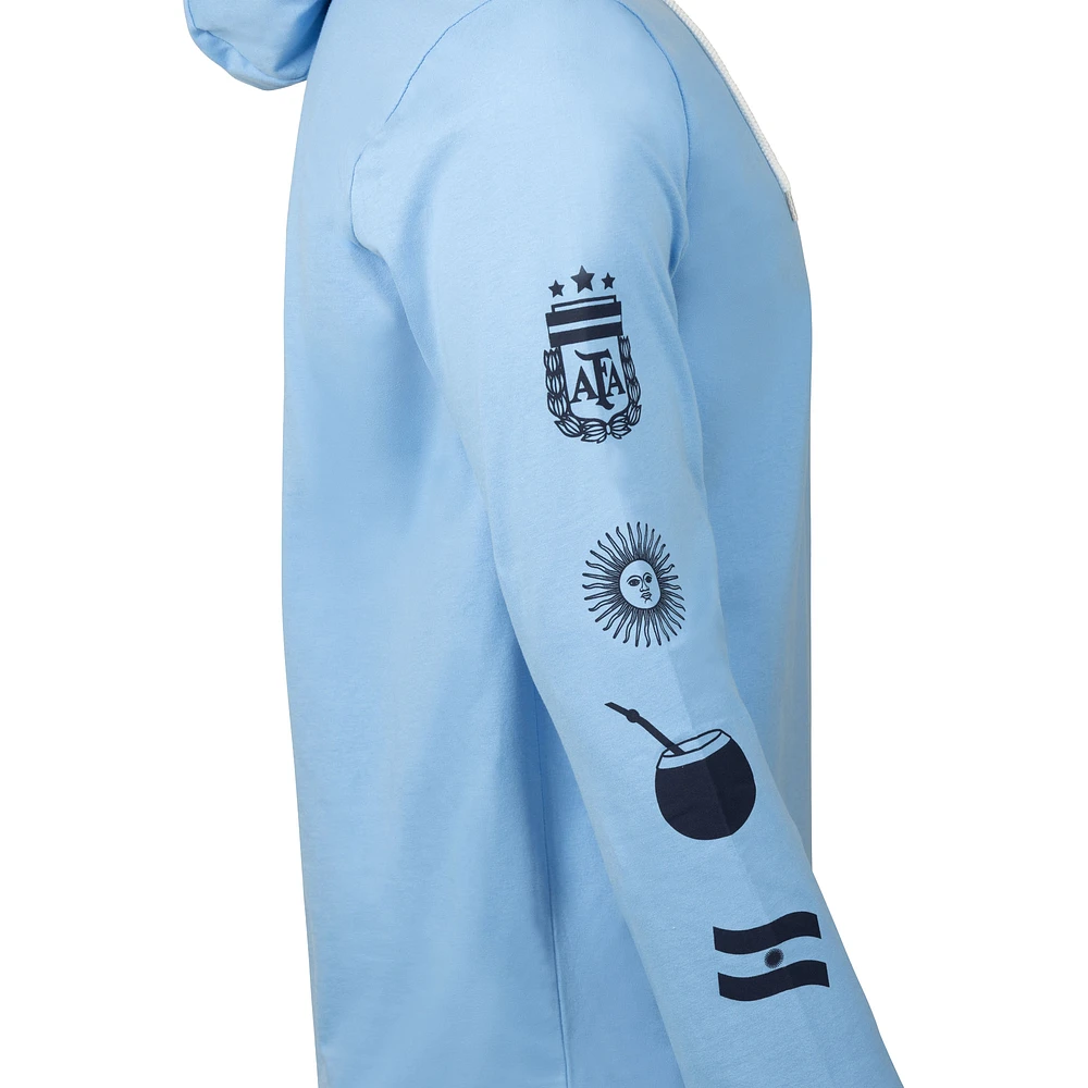 Men's Sport Design Sweden  Light Blue Argentina National Team Relaxed Hooded Long Sleeve T-Shirt