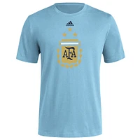 T-shirt adidas bleu clair de l'équipe nationale d'Argentine à dos vertical pour hommes