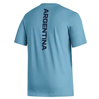 T-shirt adidas bleu clair de l'équipe nationale d'Argentine à dos vertical pour hommes