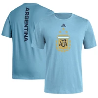 T-shirt adidas bleu clair de l'équipe nationale d'Argentine à dos vertical pour hommes